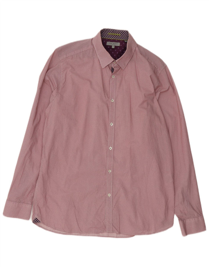 Ανδρικό πουκάμισο Ted Baker, μέγεθος 5 XL, κόκκινο φλοράλ βαμβακερό