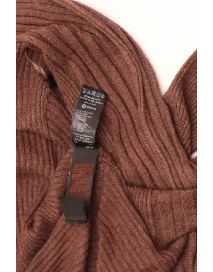 Marks & Spencer Γυναικείο ασύμμετρο ανοιχτό πουλόβερ UK 14 Μεσαίο καφέ
