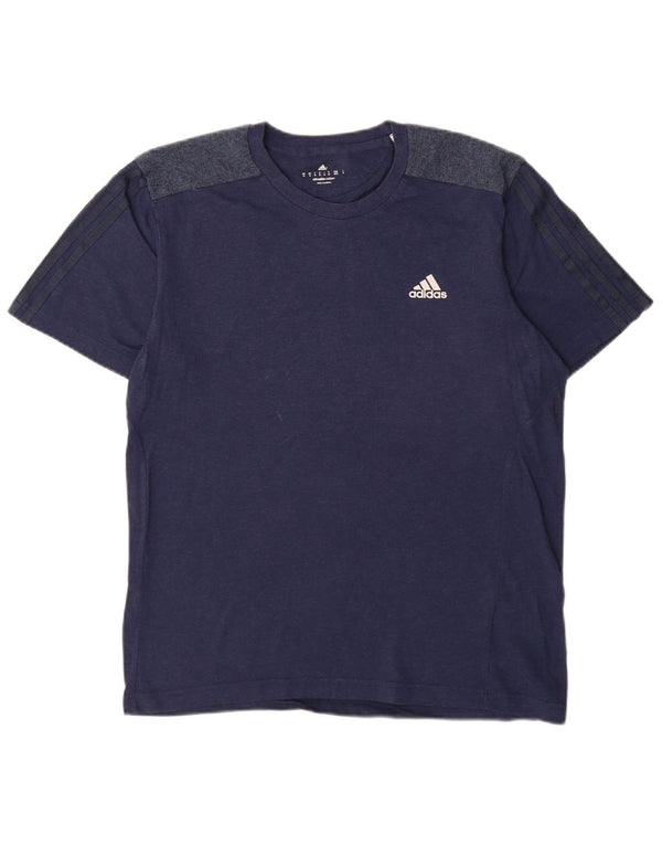 Ανδρικό T-Shirt Climalite Adidas Top από μεσαίο ναυτικό μπλε βαμβακερό