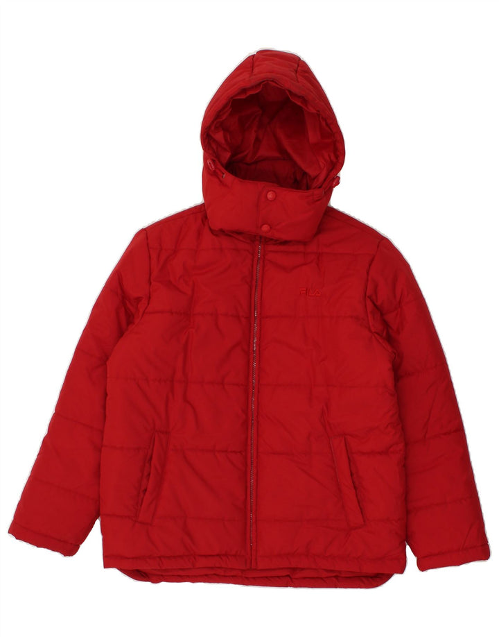 FILA Boys Hooded Padded Jacket 11-12 Years Red Polyester Vintage Fila and Second-Hand Fila from Messina Hembry 