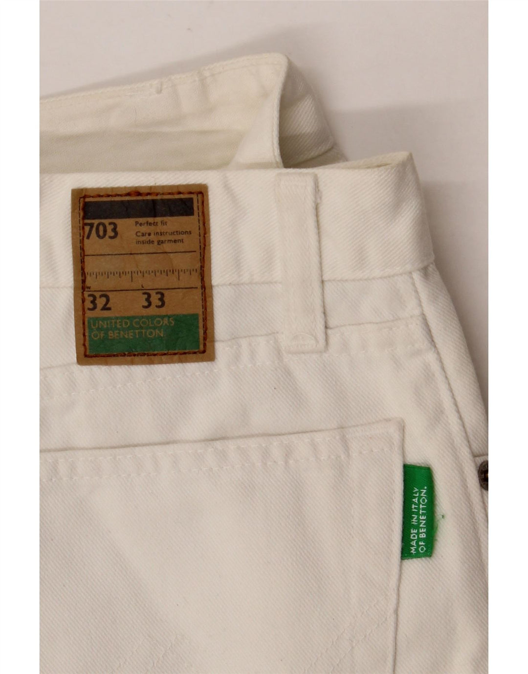BENETTON Γυναικείο Tapered Jeans W32 L30 Λευκό βαμβακερό