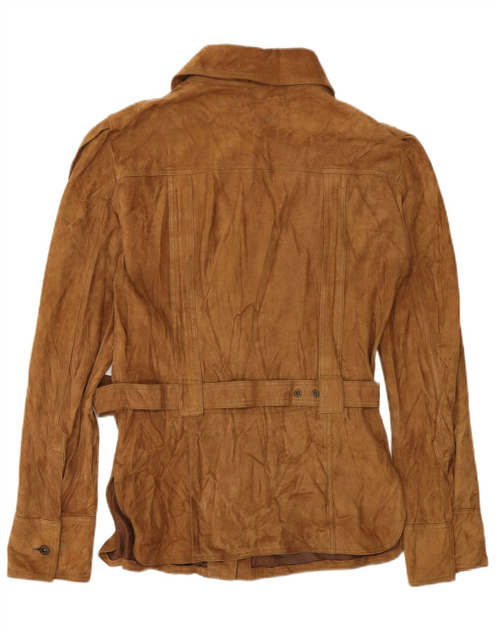 VINTAGE Γυναικείο Suede Military Jacket IT 42 Δερμάτινο μεσαίο καφέ