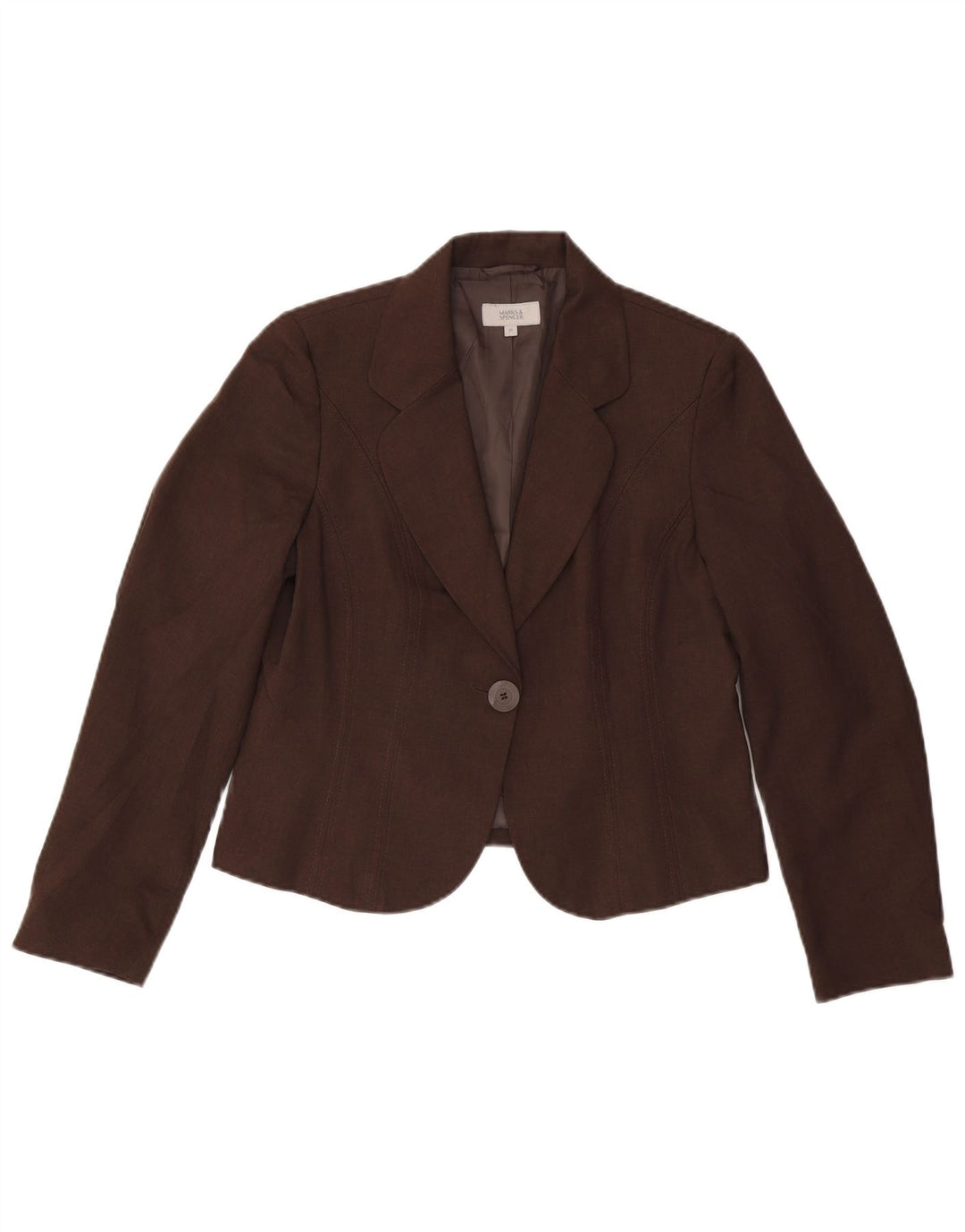 Marks & Spencer Γυναικείο σακάκι 1 κουμπιού blazer UK 14 μεσαίο καφέ πολυεστέρας