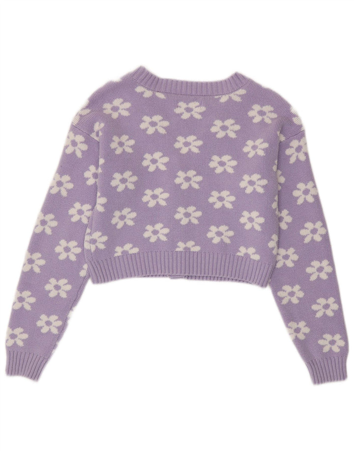 Γυναικεία ζακέτα HOLLISTER Crop UK 10 Small Purple Floral Cotton