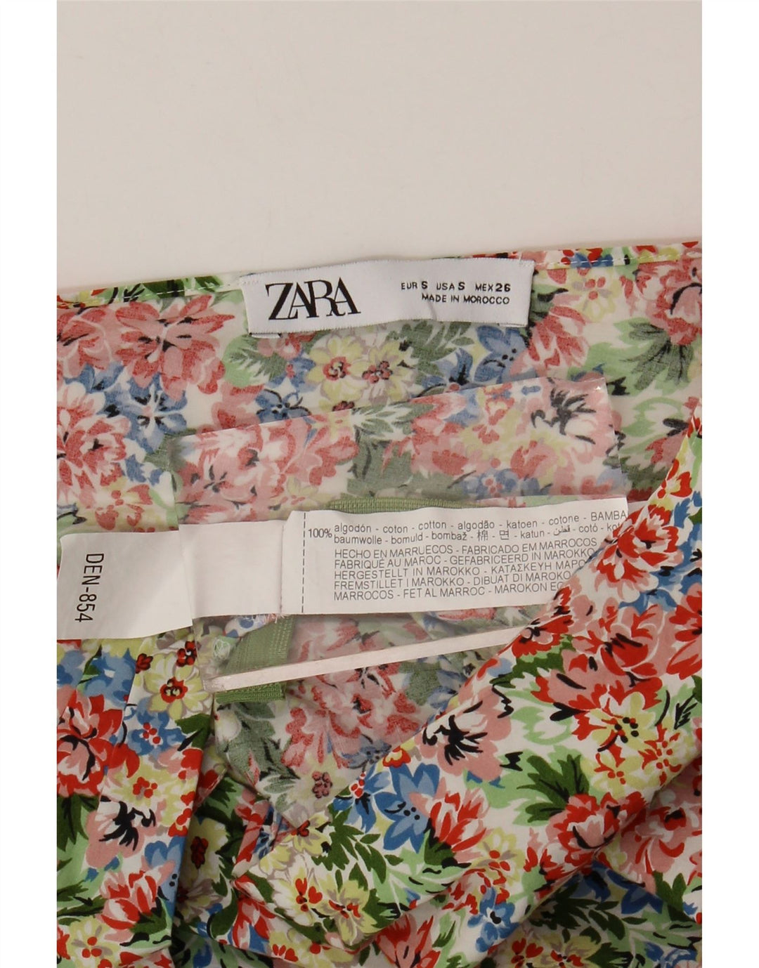 ZARA Womens One Shoulder Top UK 8 Μικρό πολύχρωμο φλοράλ βαμβάκι