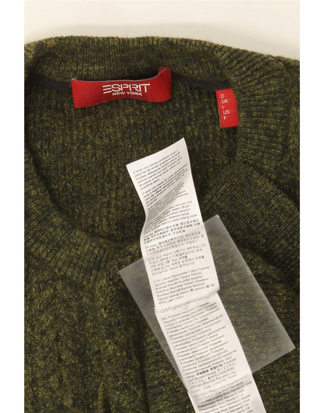 Ανδρικό πουλόβερ Esprit Crew Neck Jumper Μεσαίο χακί βαμβακερό