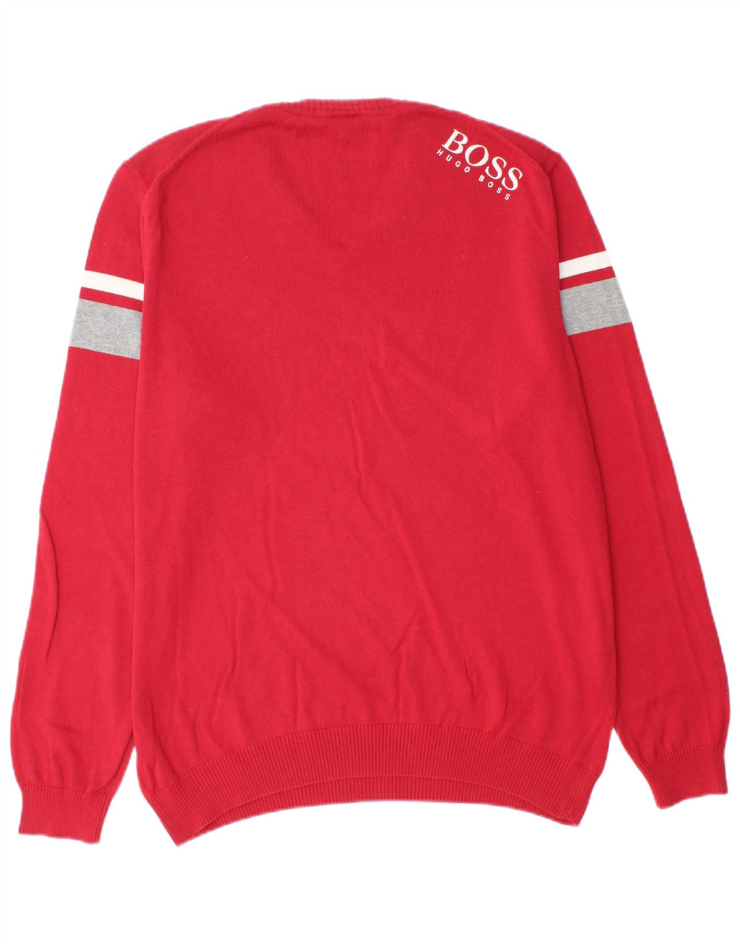 Ανδρικό πουλόβερ HUGO BOSS με γραφικό V λαιμόκοψη, μεγάλο κόκκινο χρώμα