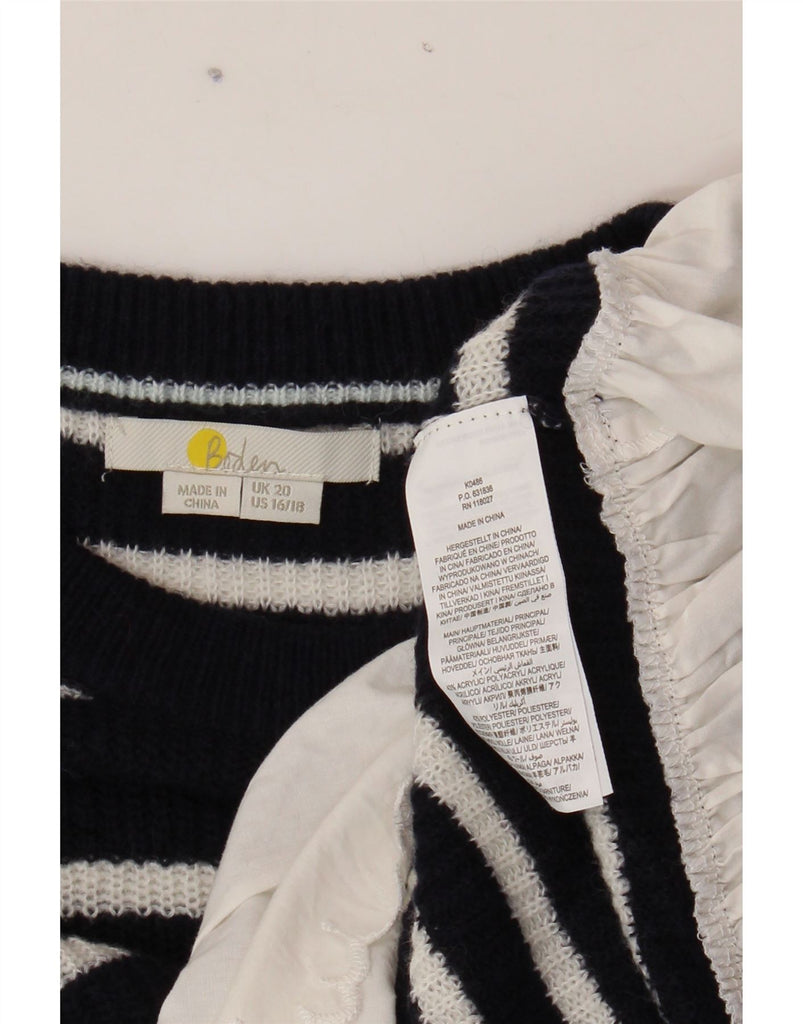 BODEN Womens Oversized Crew Neck Jumper Sweater UK 20 2XL Black Striped Vintage Boden and Second-Hand Boden from Messina Hembry 