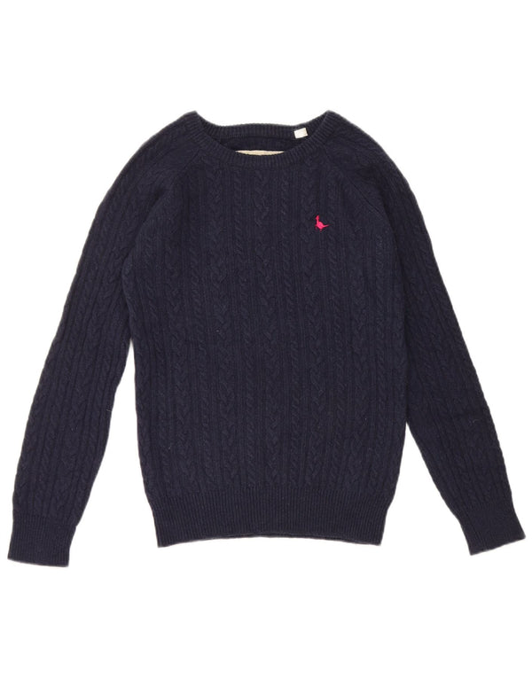 Jack Wills Γυναικείο πουλόβερ με λαιμόκαυστο UK 8 Small Navy Blue Merino Wool