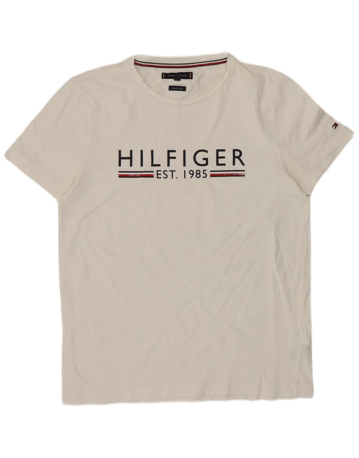 Ανδρικό γραφικό μπλουζάκι TOMMY HILFIGER Τοπ μεσαίο λευκό βαμβακερό