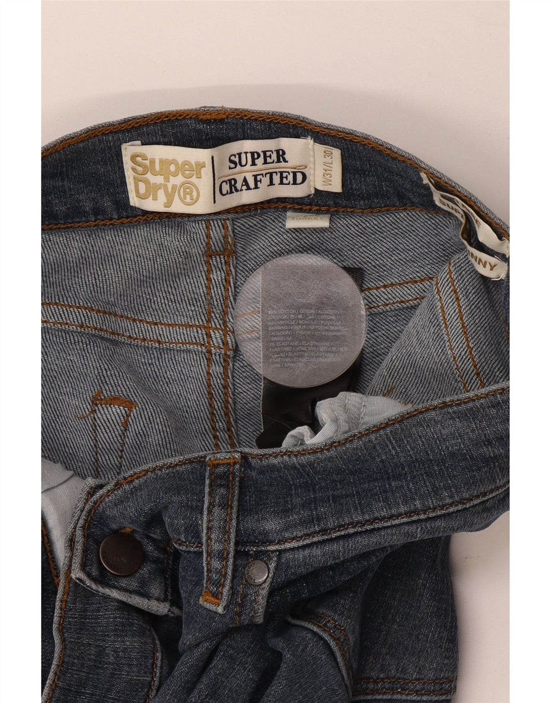 SUPERDRY Γυναικεία ψηλόμεσα τζιν Super Skinny W31 L30 Navy Blue Cotton