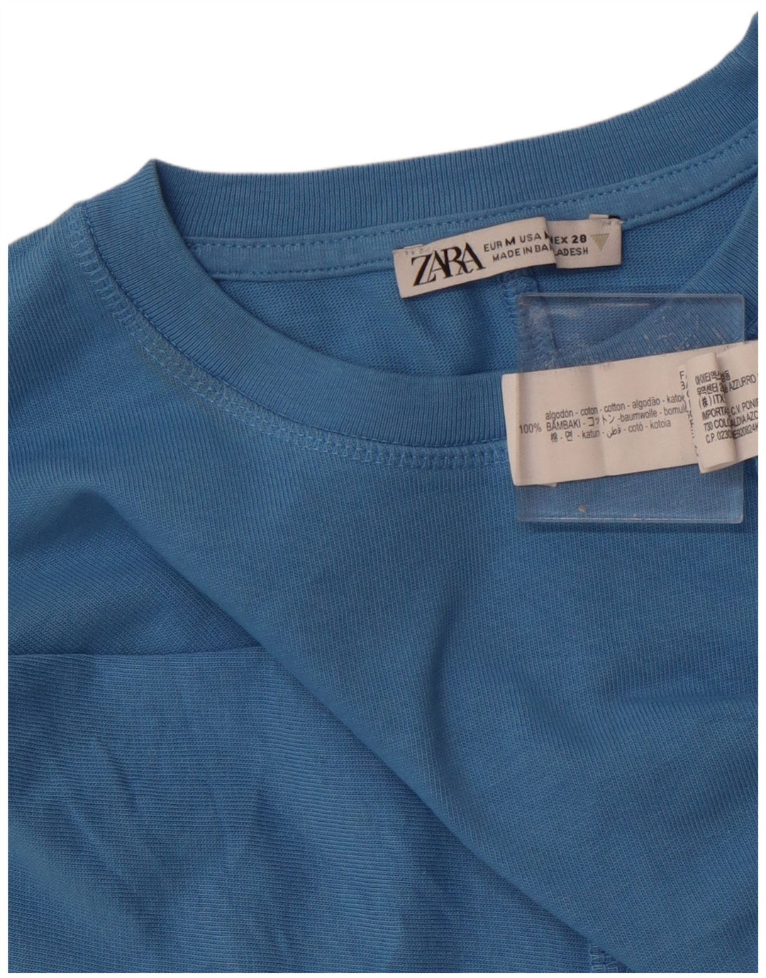 ZARA Γυναικείο T-Shirt Top UK 14 Medium Blue Cotton