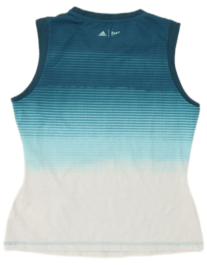 Adidas Γυναικείο Γιλέκο Τοπ UK 12/14 Μεσαίο Μπλε Ριγέ Πολυεστέρας