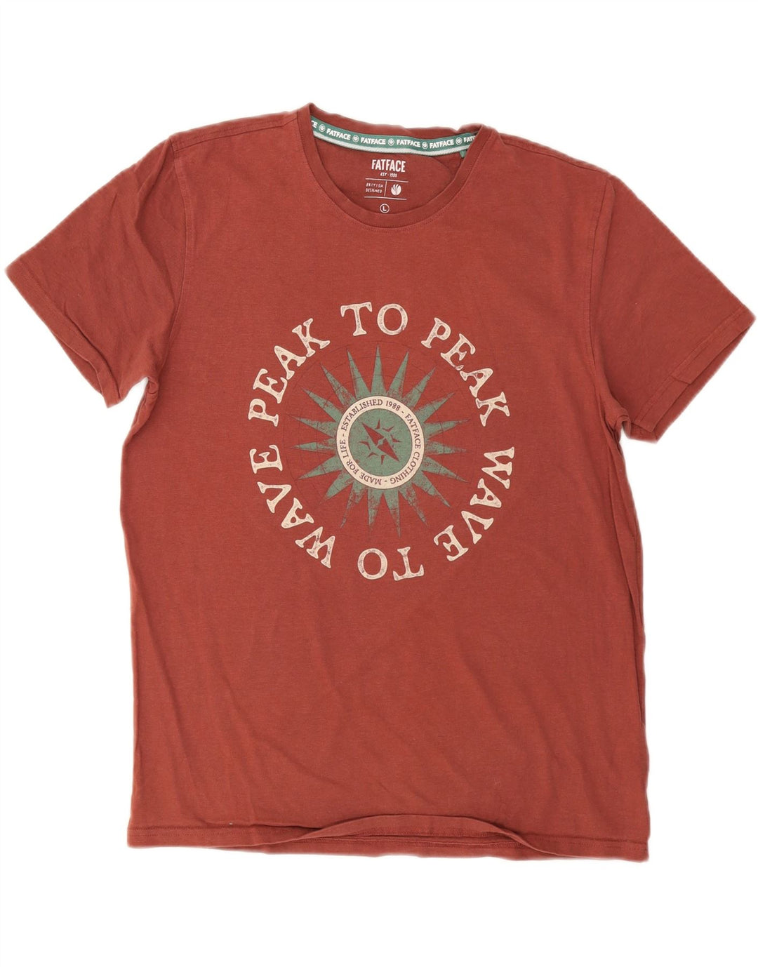 FAT FACE Ανδρικό T-Shirt Regular Fit Top μεγάλο κόκκινο βαμβακερό