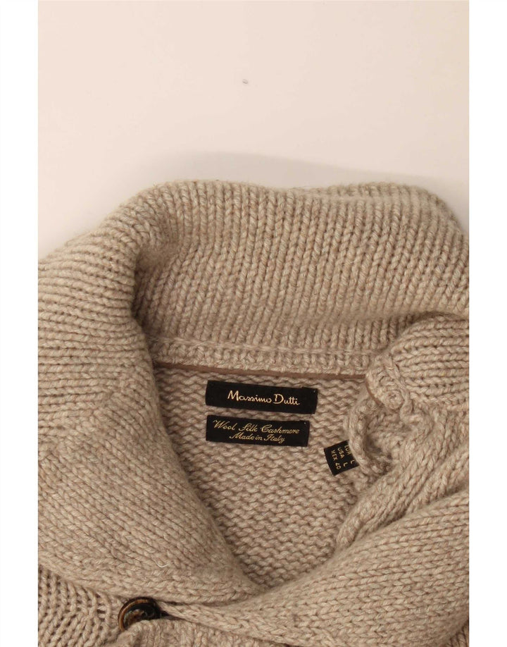 Ανδρικό πουλόβερ ζακέτα Massimo Dutti Μεγάλο μπεζ μαλλί