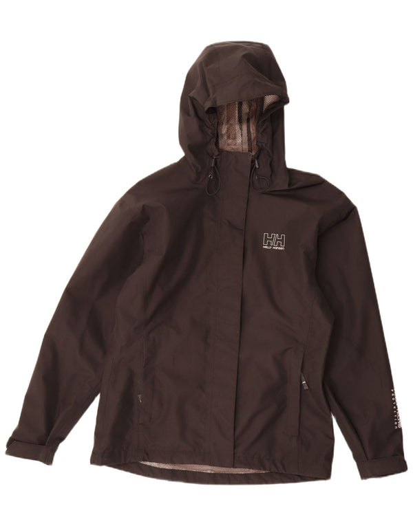 Helly Hansen Womens Hooded Rain Jacket UK 14 Medium Black Polyester