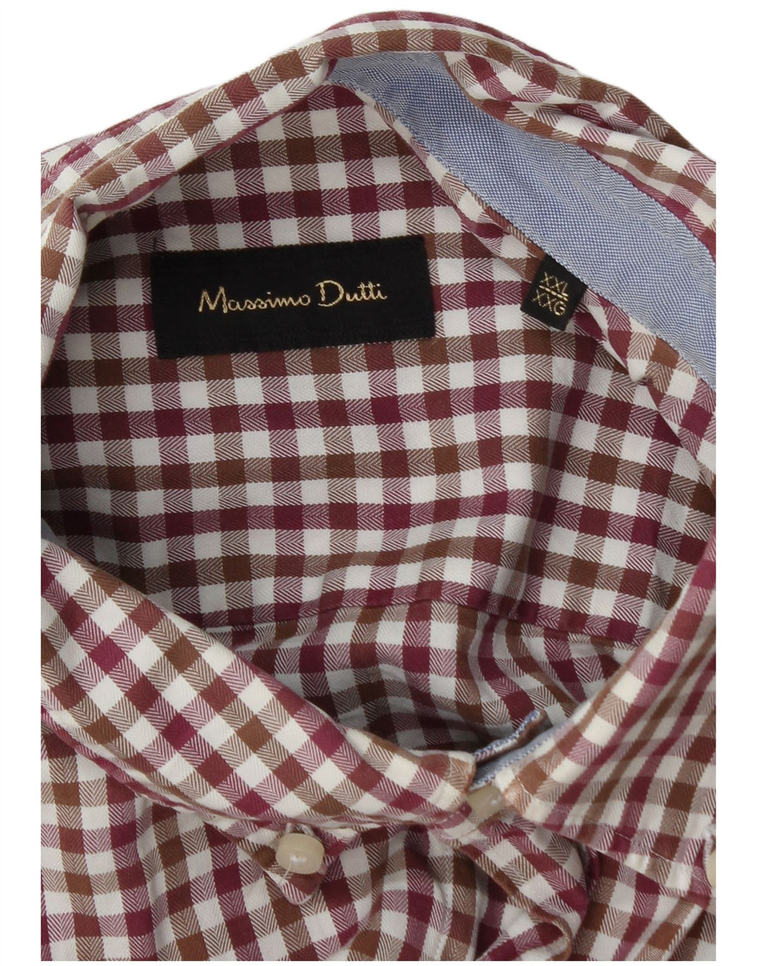 Ανδρικό πουκάμισο φανελένιο Massimo Dutti 2XL Βουργουνδίας Gingham