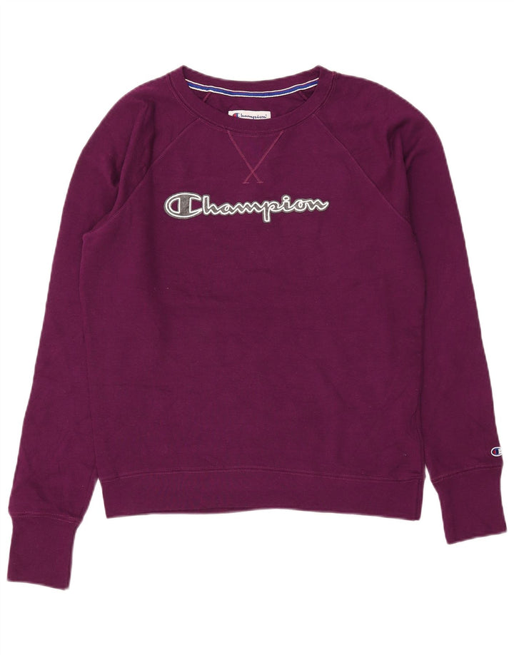 Champion Womens Graphic Oversized Φούτερ Jumper UK 10 Small Purple