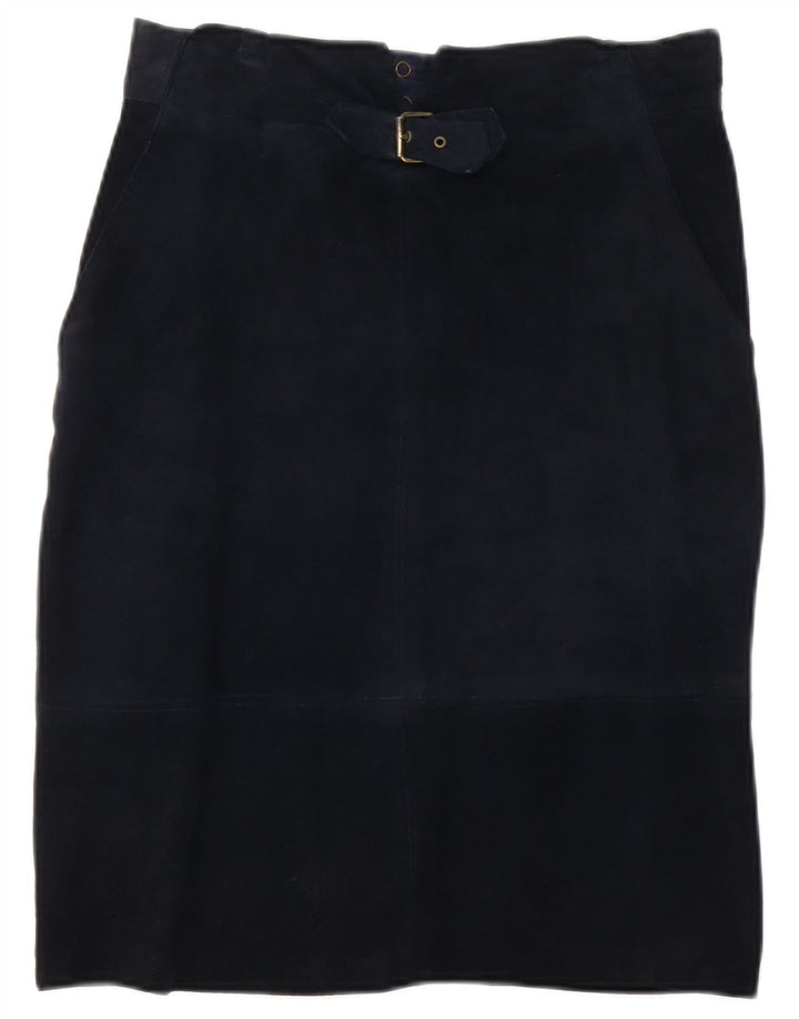 Vintage Γυναικεία Suede ίσια φούστα W30 Medium Navy Blue