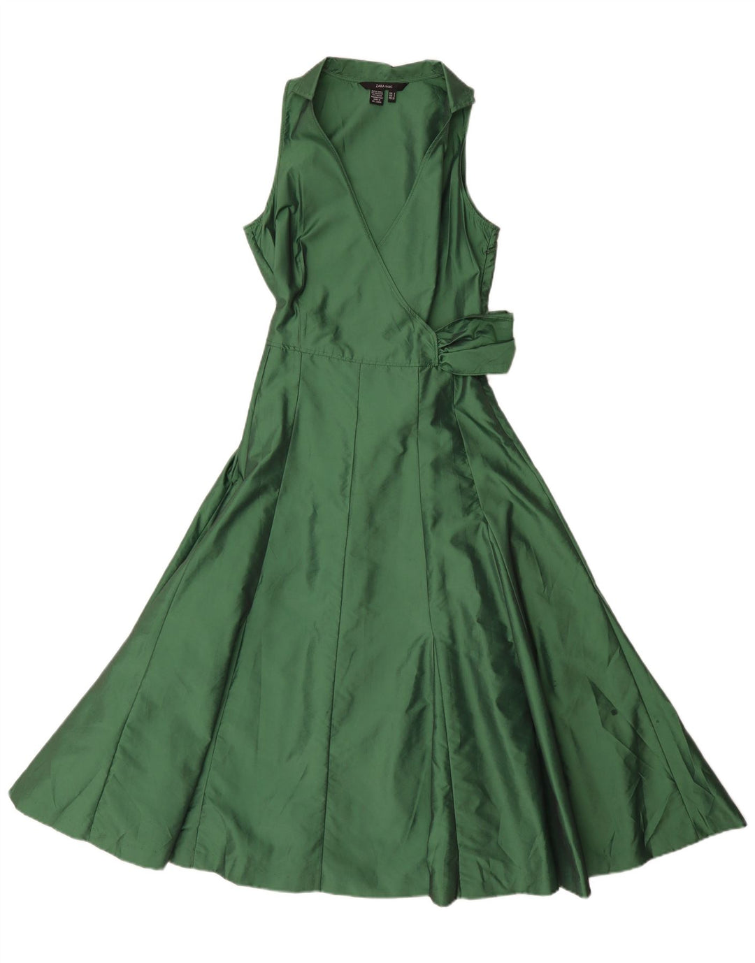 Zara Γυναικείο Αμάνικο Maxi Φόρεμα UK 10 Small Green Polyester