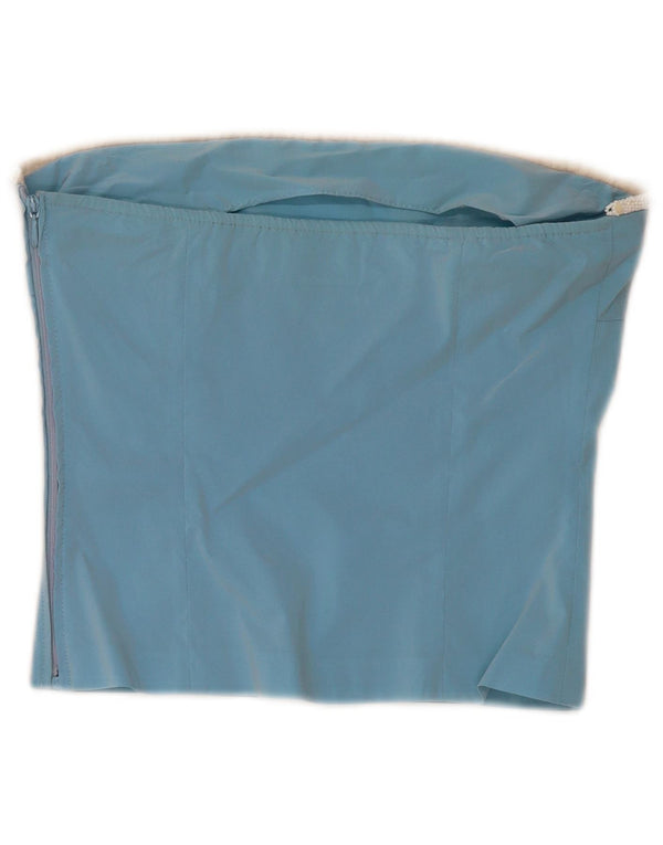 Vintage Γυναικείο Crop Strapless Top UK 6 XS Blue Acetate