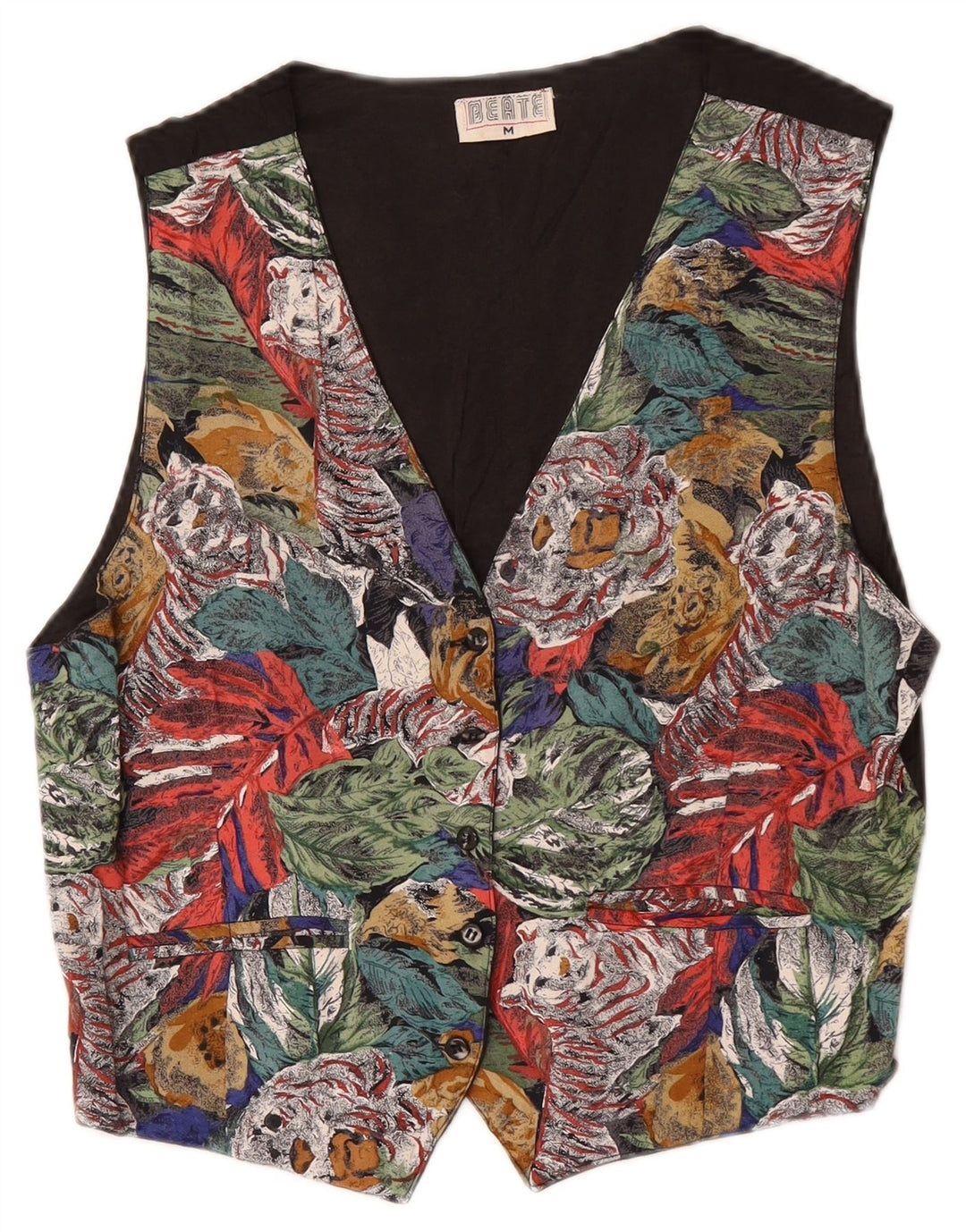 Vintage γυναικείο γιλέκο UK 14 Medium πολύχρωμο Floral