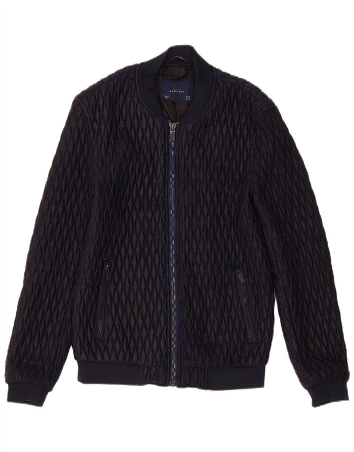 Zara Ανδρικό καπιτονέ μπουφάν UK 38 Medium Navy Blue Polyester