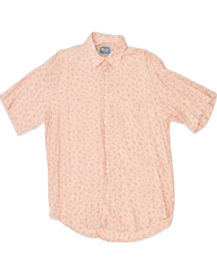 VINTAGE Mens Short Sleeve Shirt Size 15 1/2 Medium Orange Spotted | Vintage Vintage | Thrift | Second-Hand Vintage | Used Clothing | Messina Hembry 