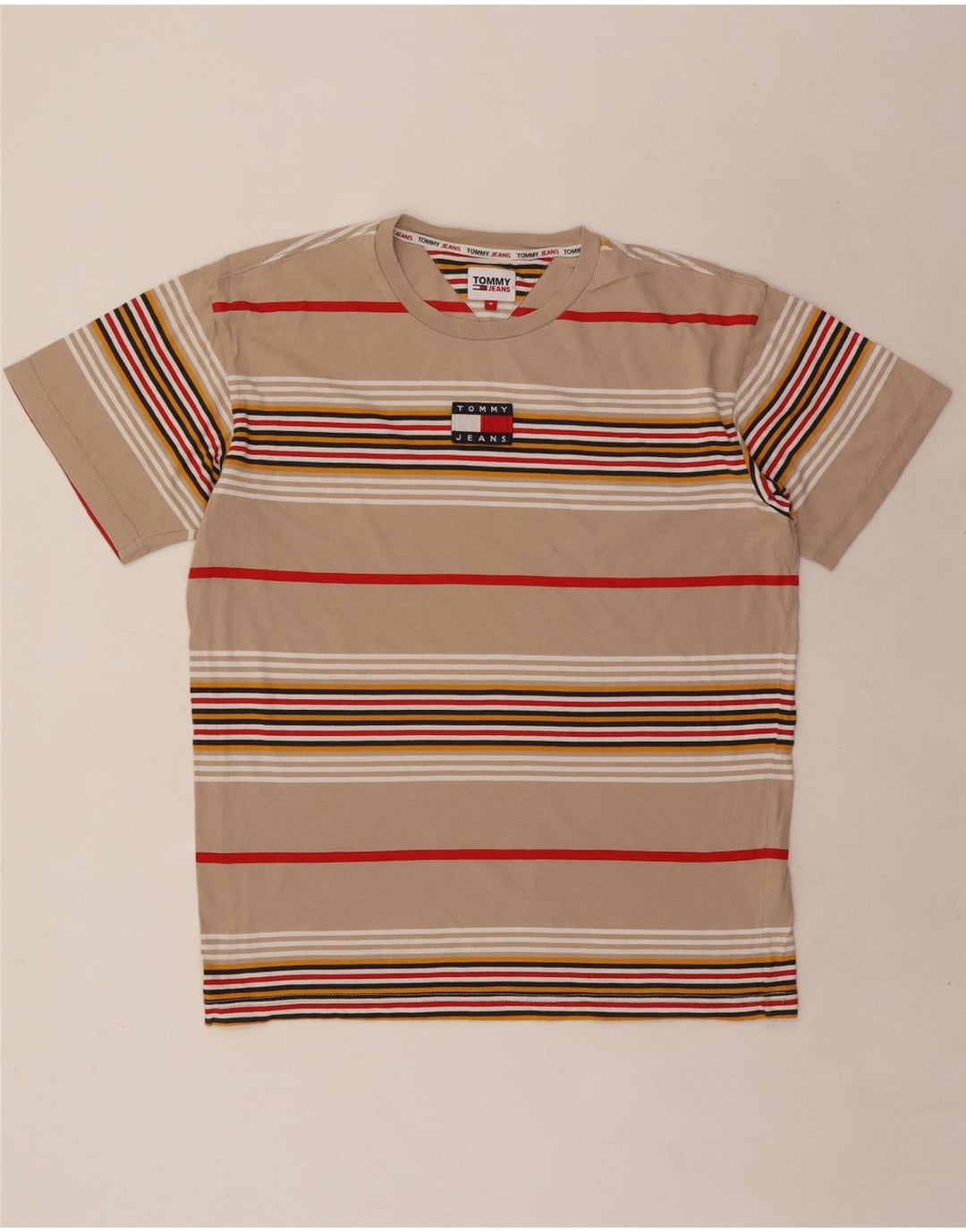 Ανδρικό T-Shirt Tommy Hilfiger Top Βαμβακερό μεσαίο μπεζ ριγέ