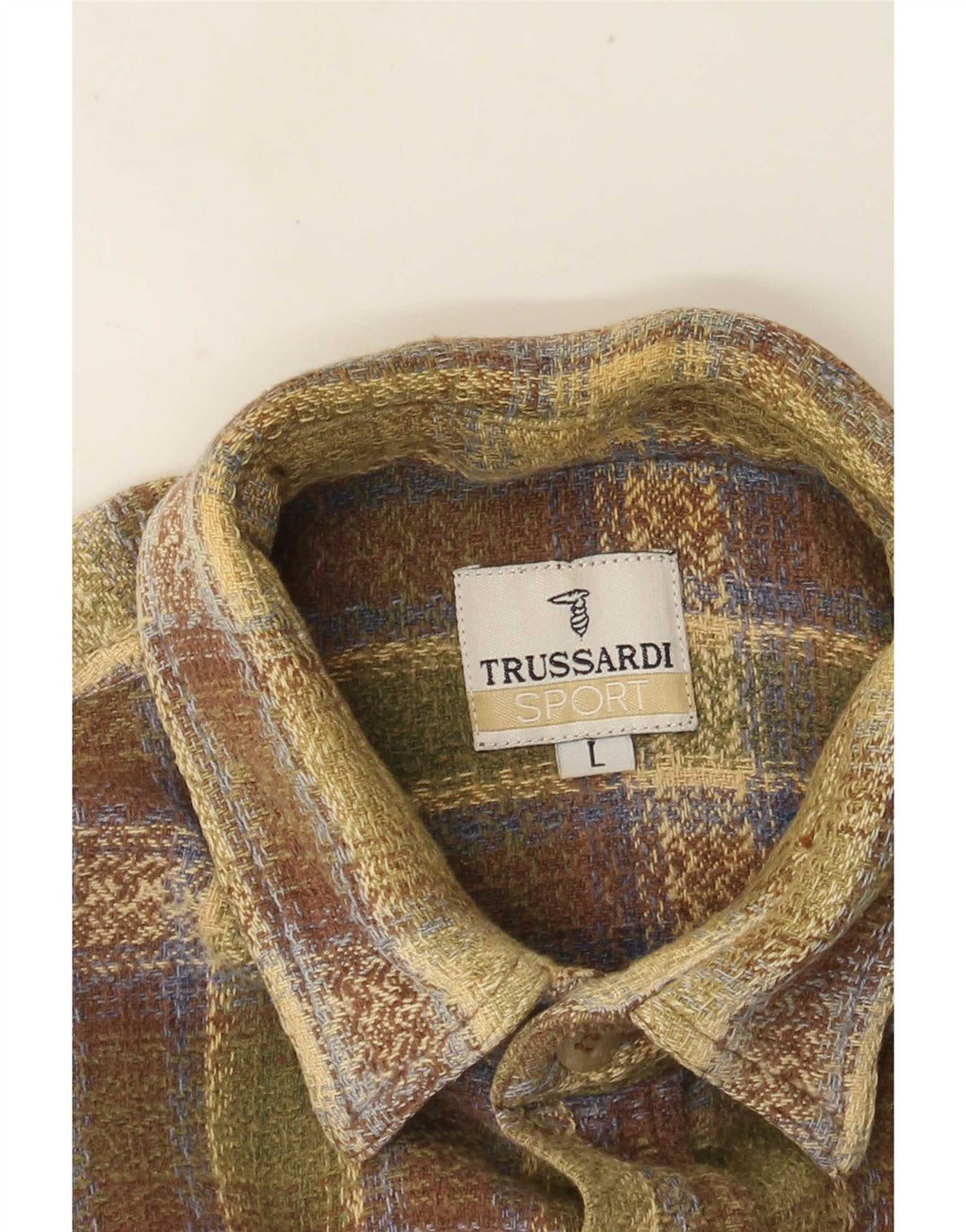 Ανδρικό φανελένιο πουκάμισο Trussardi, μεγάλο πράσινο καρό