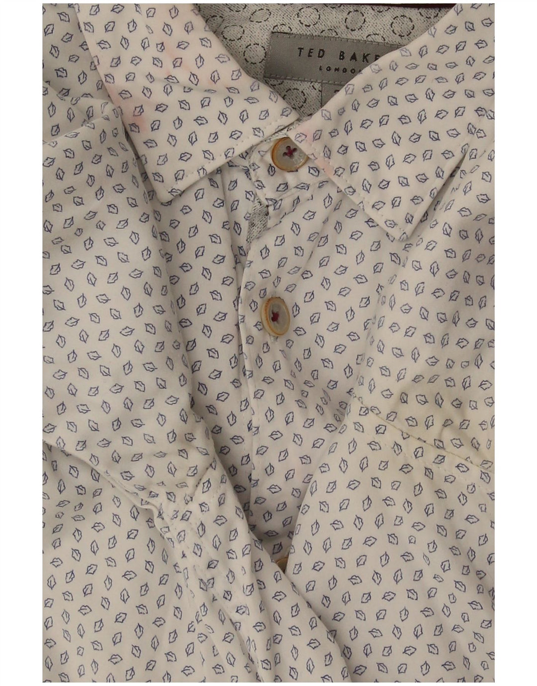 Ted Baker Ανδρικό πουκάμισο Abstract Pattern Μέγεθος 3 Βαμβακερό μεσαίο υπόλευκο