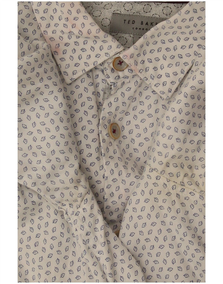 Ted Baker Ανδρικό πουκάμισο Abstract Pattern Μέγεθος 3 Βαμβακερό μεσαίο υπόλευκο