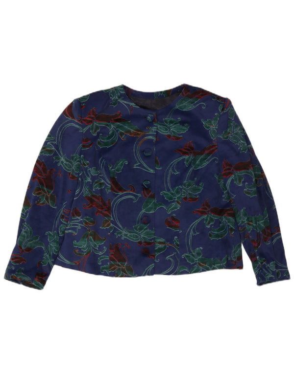 Vintage γυναικεία ζακέτα UK 14 Large Blue Floral