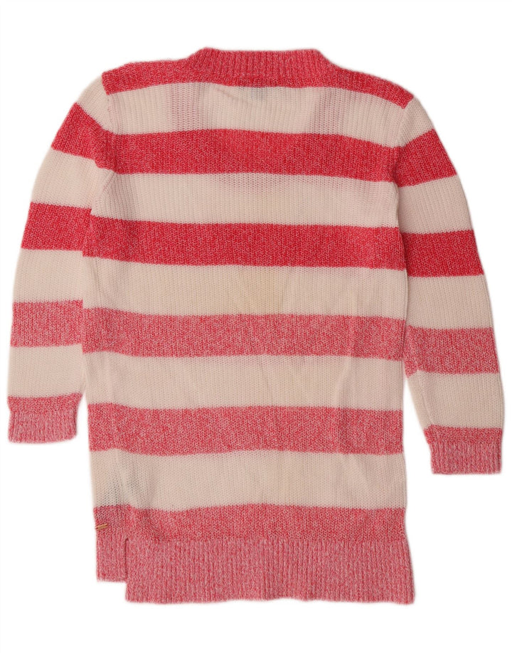 TOMMY HILFIGER Γυναικείο πουλόβερ με λαιμό βάρκα UK 10 Small Pink ριγέ