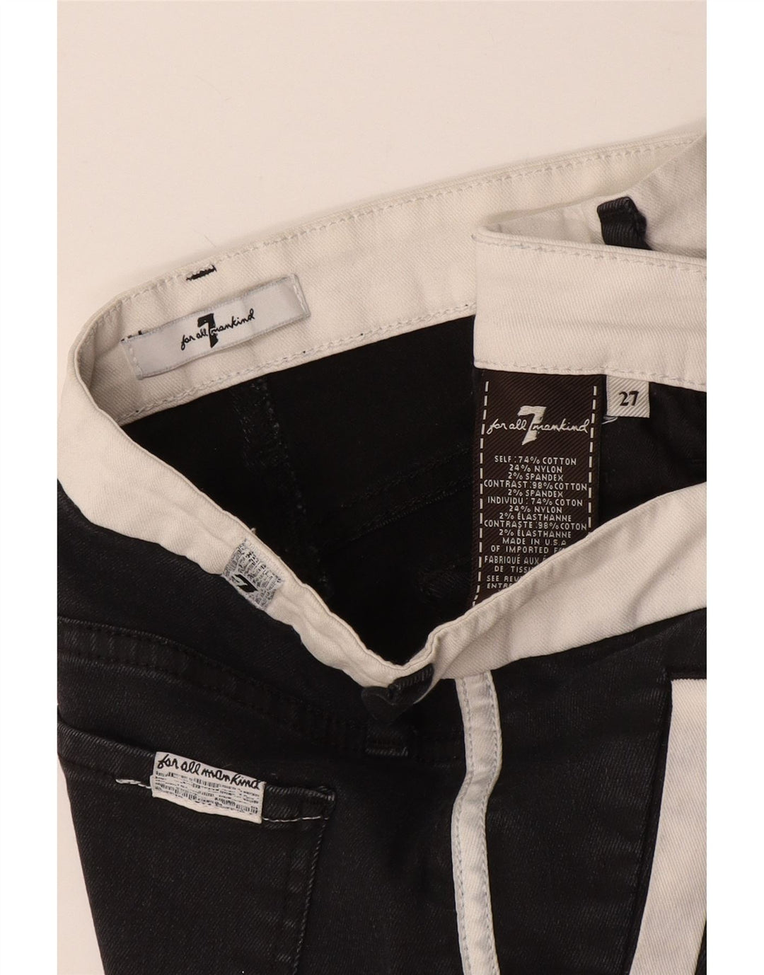 7 For All Mankind Γυναικεία Crop Skinny Jeans W27 L25 Black Colourblock Cotton