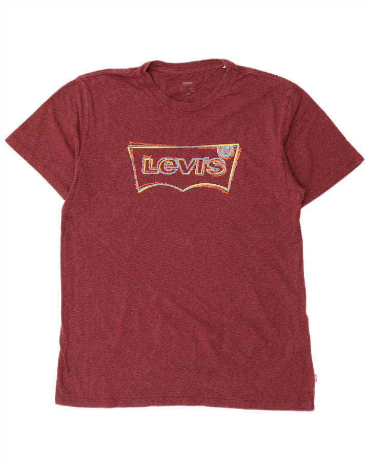 Ανδρικό γραφικό T-Shirt Levi's Top Large Maroon Flecked