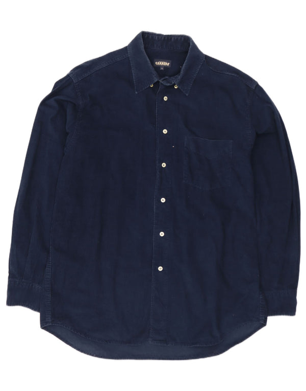Carrera Mens Corduroy Shirt XL Navy Blue Cotton