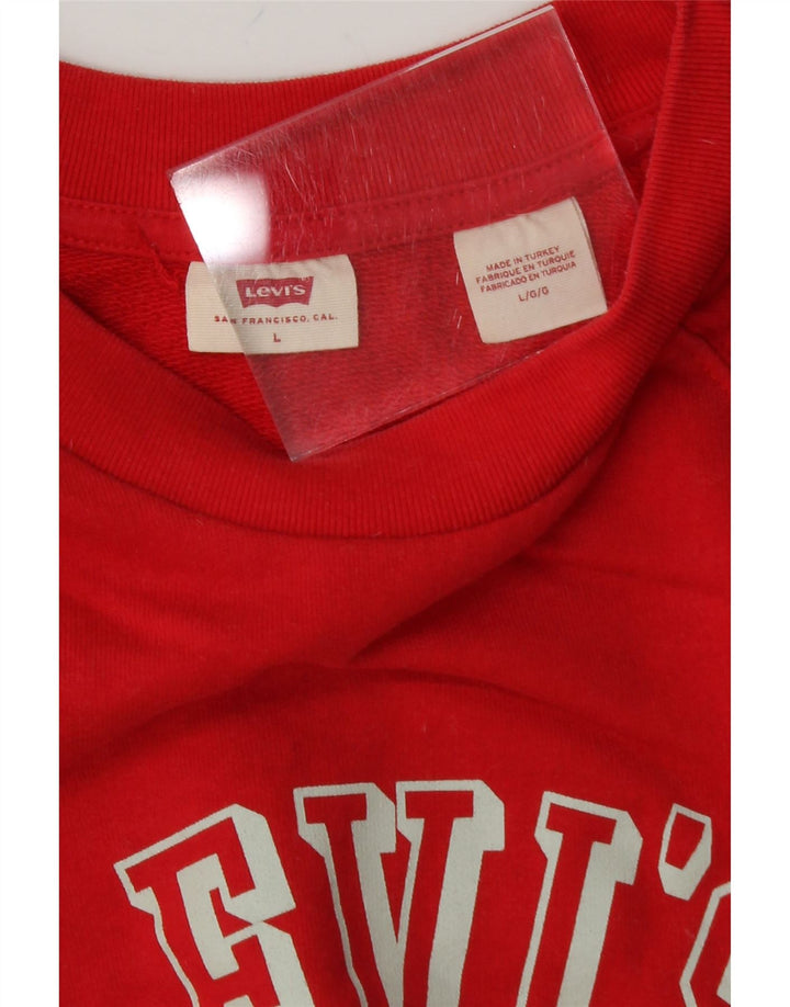 LEVI'S Womens Oversized Graphic Crop Sweatshirt Jumper UK 16 Large Red Vintage Levi's and Second-Hand Levi's from Messina Hembry 