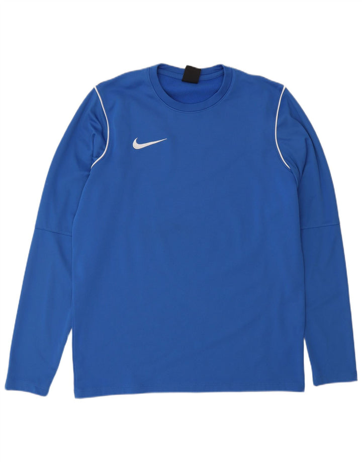 NIKE Mens Dri Fit Top Long Sleeve Medium Blue Polyester