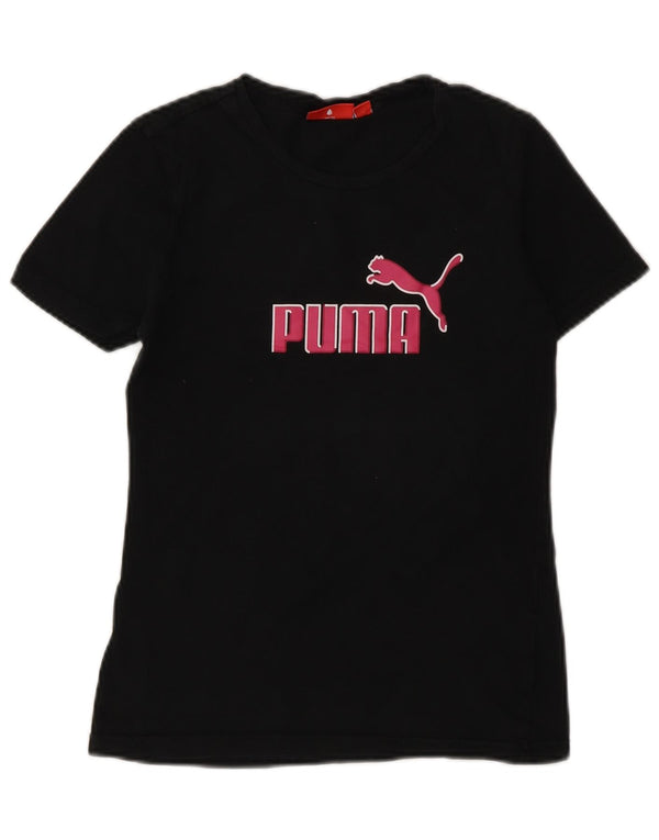 Puma Girls Graphic T-Shirt Top 11-12 Years Μαύρο