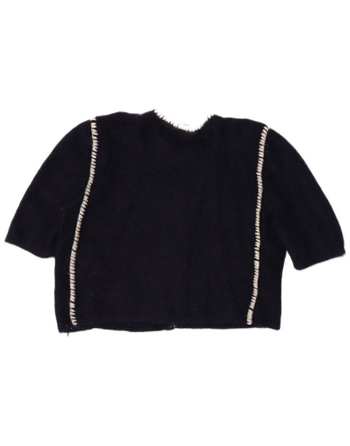 VINTAGE Γυναικείο μανίκι 1/2 Bolero Jumper UK 16 Large Navy Blue Floral