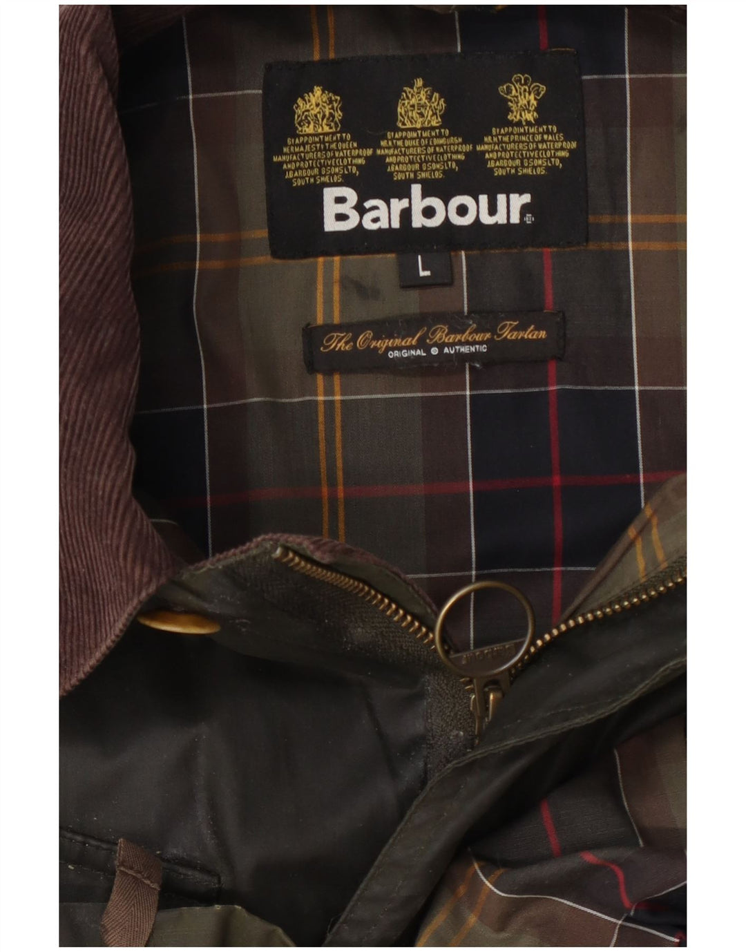 Barbour Ανδρικό κερωμένο βαμβακερό μπουφάν UK 40 Large Khaki Colourblock