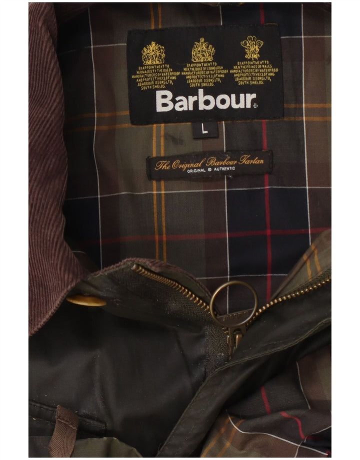 Barbour Ανδρικό κερωμένο βαμβακερό μπουφάν UK 40 Large Khaki Colourblock