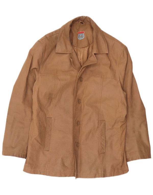 Route 66 Mens Leather Jacket UK 38 Medium Beige Leather