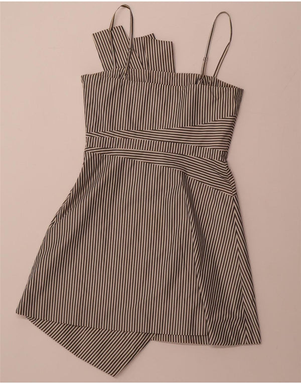 KAREN MILLEN Γυναικείο ασύμμετρο φόρεμα Α-γραμμής UK 12 μεσαίο μαύρο ριγέ