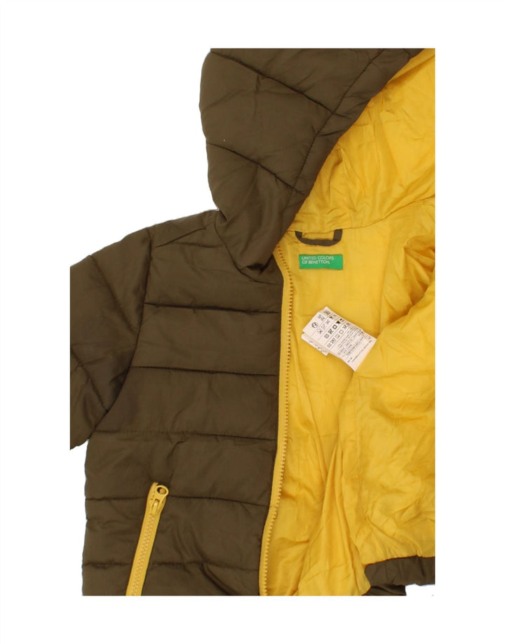 BENETTON Baby Boys Hooded Padded Jacket 18-24 Months Khaki Polyester Vintage Benetton and Second-Hand Benetton from Messina Hembry 