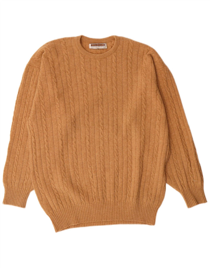 Ανδρικό πουλόβερ Braemar Crew Neck Jumper EU 46 XL Brown Lambswool