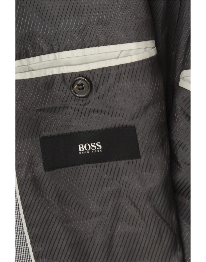 Ανδρικό μπουφάν σακάκι Hugo Boss με 2 κουμπιά EU 54 2XL Γκρι Houndstooth βισκόζη