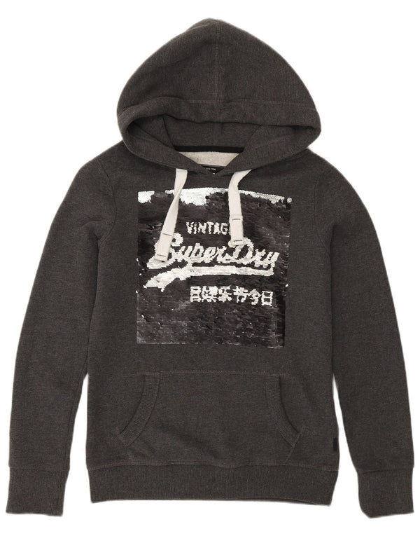 Superdry Γυναικείο Γραφικό Φούτερ UK 8 Μικρό Βαμβακερό Γκρι