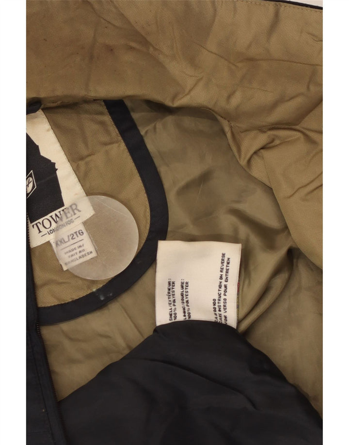 Ανδρικό μπουφάν βροχής με κουκούλα London ομίχλης UK 44 2XL μαύρο πολυεστέρα